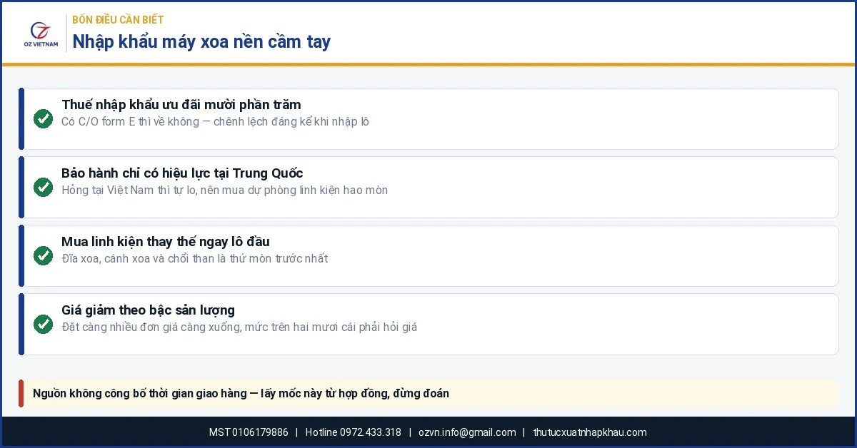 Bốn điều cần biết khi nhập khẩu máy xoa nền cầm tay từ Trung Quốc