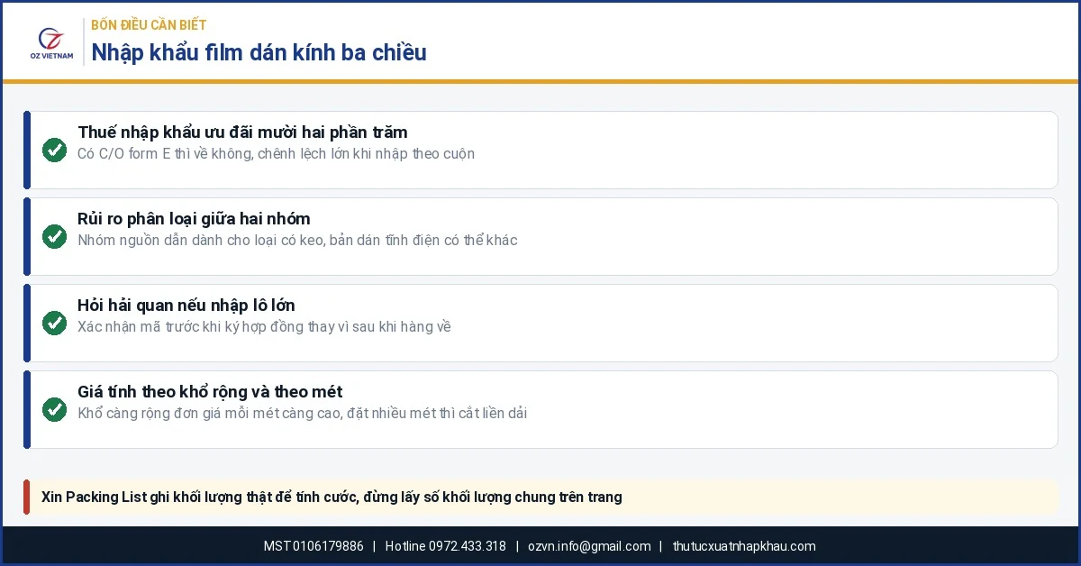 Bốn điều cần biết khi nhập khẩu film dán kính ba chiều chống nhìn trộm từ Trung Quốc